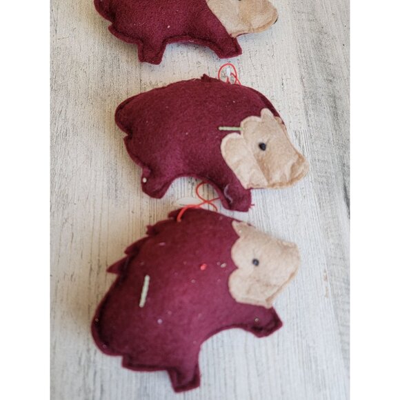 Felt red porcupine plush sequin ornament Xmas set - Picture 7 of 8